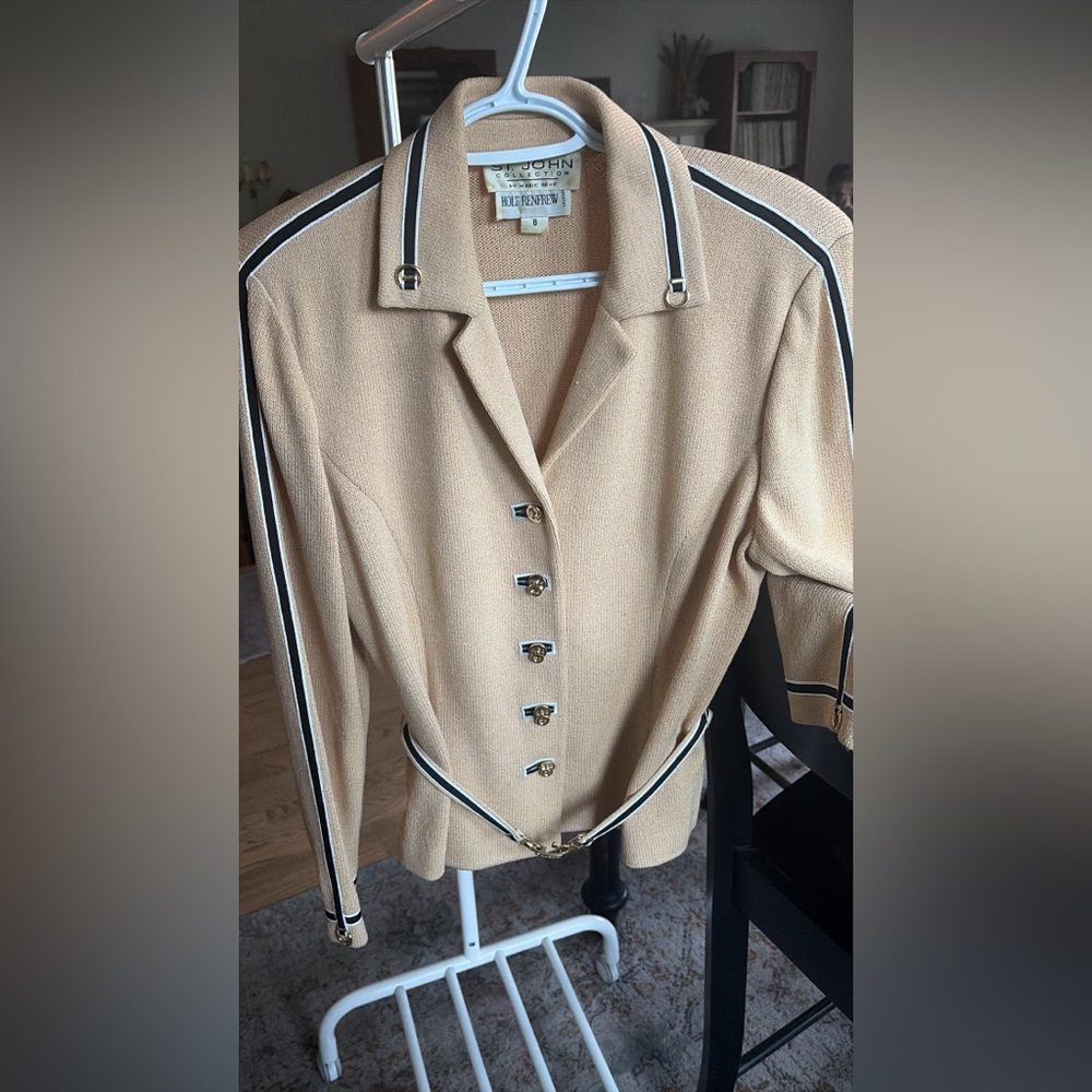 St. John Collection Beige Blazer with Black Accents